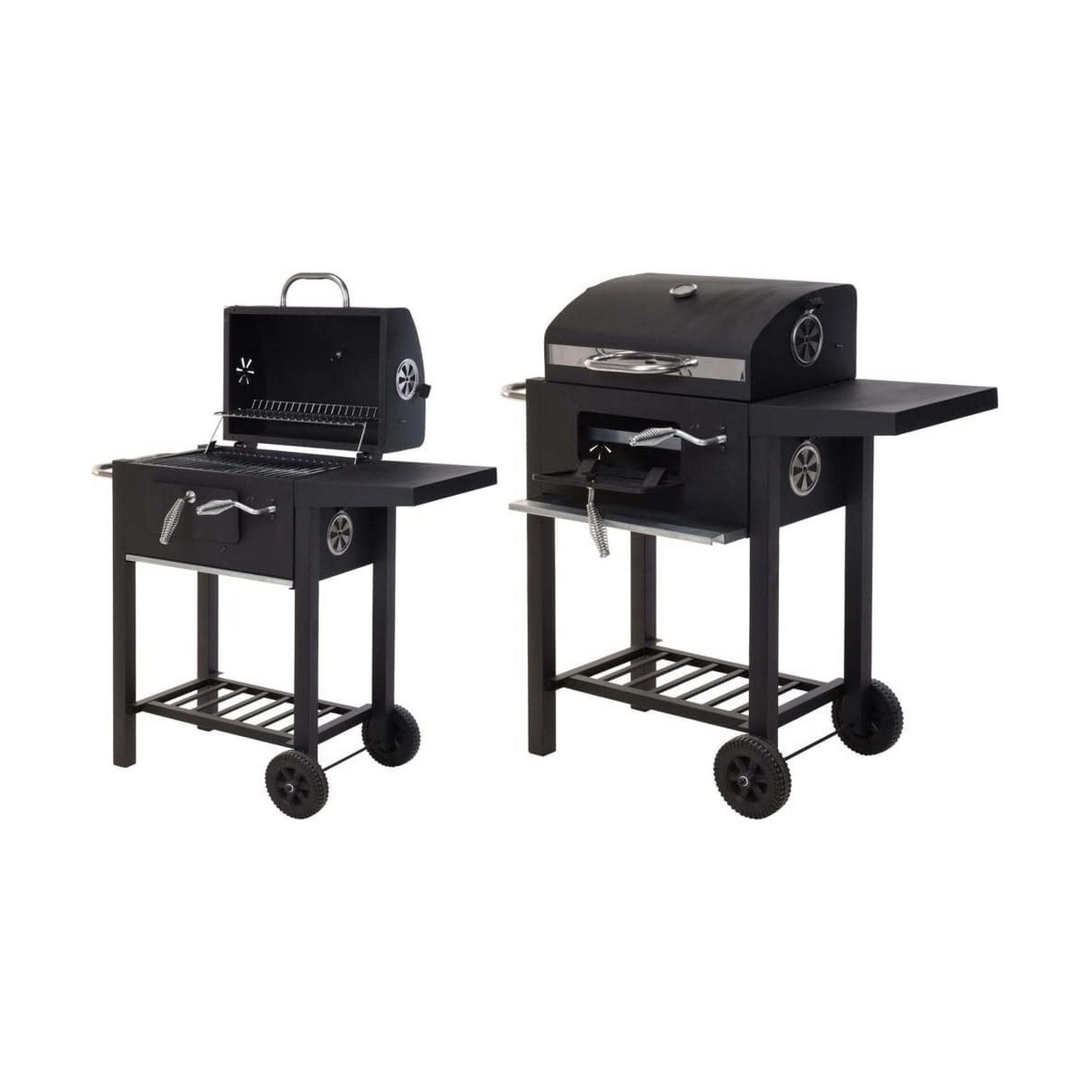 Kolgrill med lock och hjul 48,5 x 36 x 96 cm Svart - 2