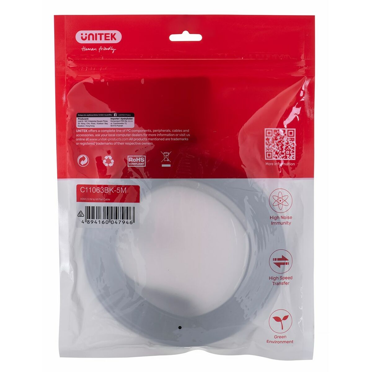 Kabel HDMI Unitek C11063BK-5M Svart 5 m - 2