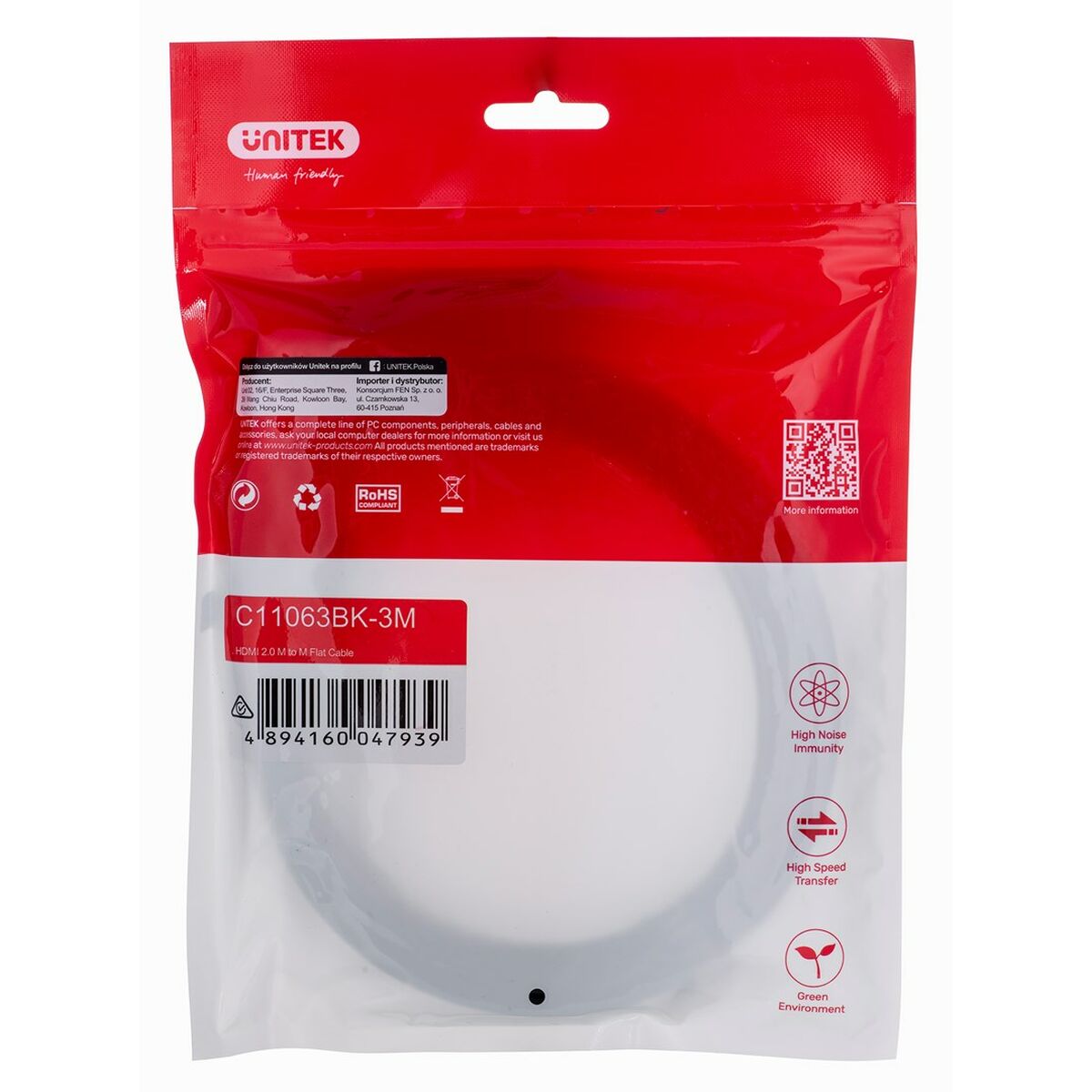 Kabel HDMI Unitek C11063BK-3M Svart 3 m - 2