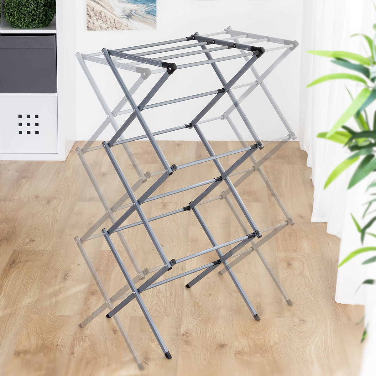 Hopfällbar och utdragbar torkställning av metall med 3 höjdnivåer Cloxy InnovaGoods 11 stänger - 39