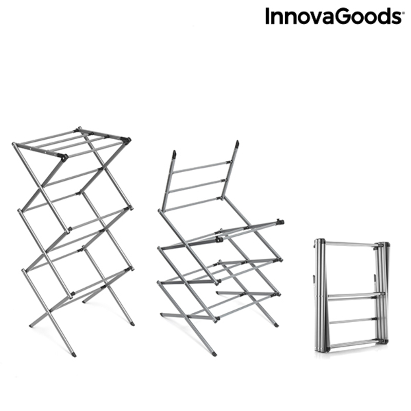 Hopfällbar och utdragbar torkställning av metall med 3 höjdnivåer Cloxy InnovaGoods 11 stänger - 11