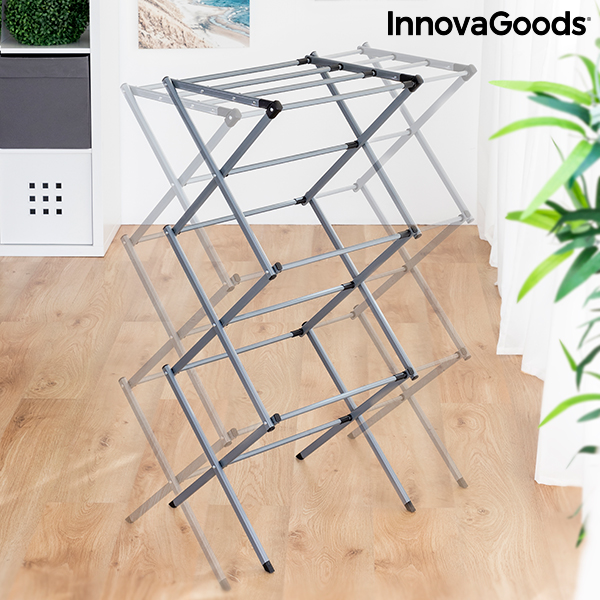 Hopfällbar och utdragbar torkställning av metall med 3 höjdnivåer Cloxy InnovaGoods 11 stänger - 5