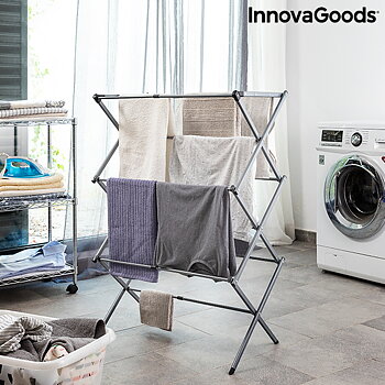 Hopfällbar och utdragbar torkställning av metall med 3 höjdnivåer Cloxy InnovaGoods 11 stänger