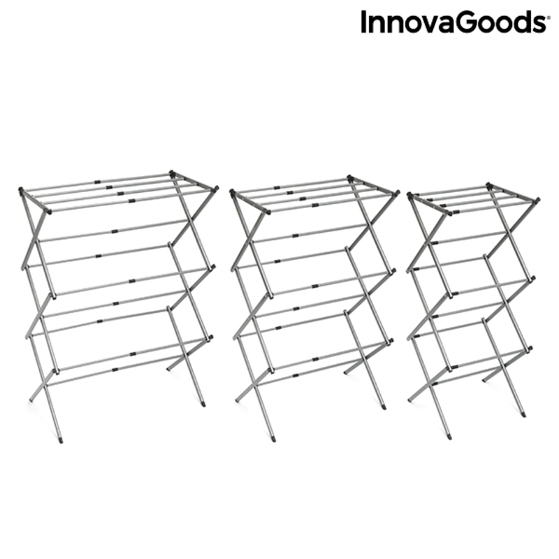 Hopfällbar och utdragbar torkställning av metall med 3 höjdnivåer Cloxy InnovaGoods 11 stänger - 12