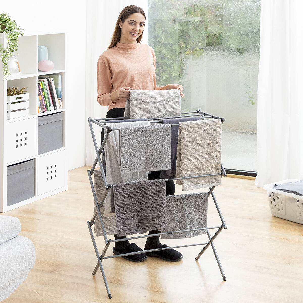 Hopfällbar och utdragbar torkställning av metall med 3 höjdnivåer Cloxy InnovaGoods 11 stänger - 33