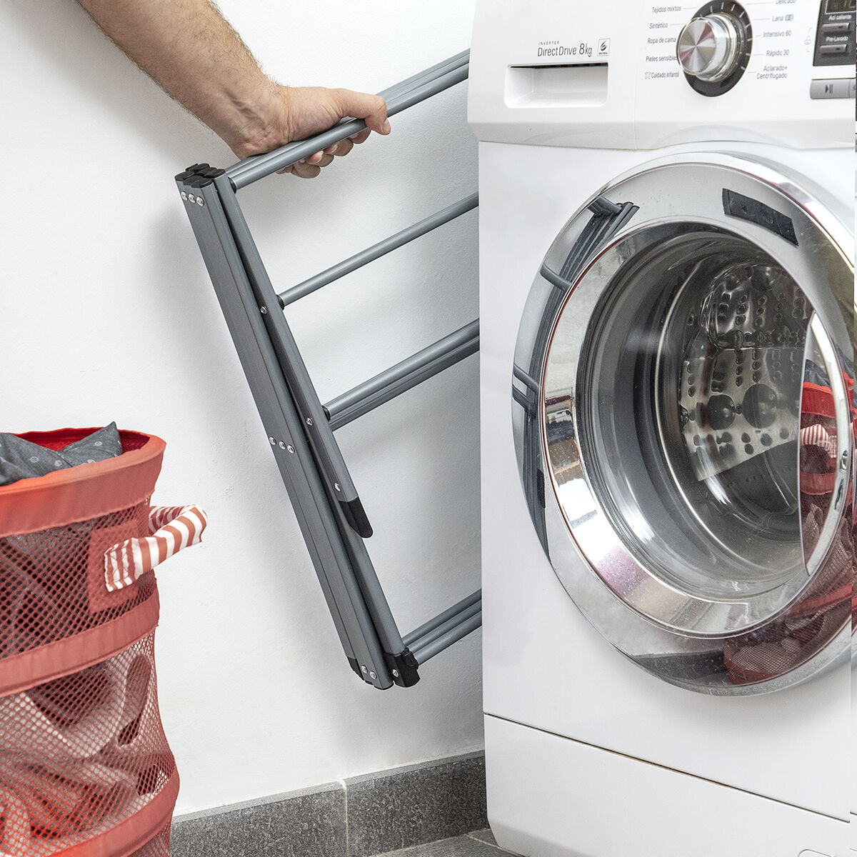 Hopfällbar och utdragbar torkställning av metall med 3 höjdnivåer Cloxy InnovaGoods 11 stänger - 37