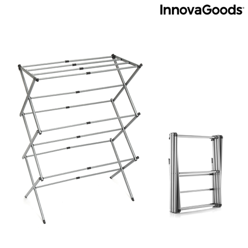 Hopfällbar och utdragbar torkställning av metall med 3 höjdnivåer Cloxy InnovaGoods 11 stänger - 13
