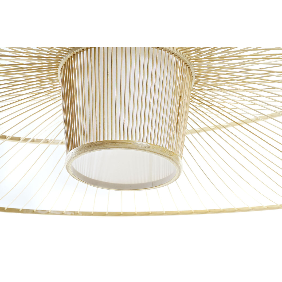 Taklampa DKD Home Decor Vit Naturell Bambu 50 W 100 x 100 x 32 cm - 2