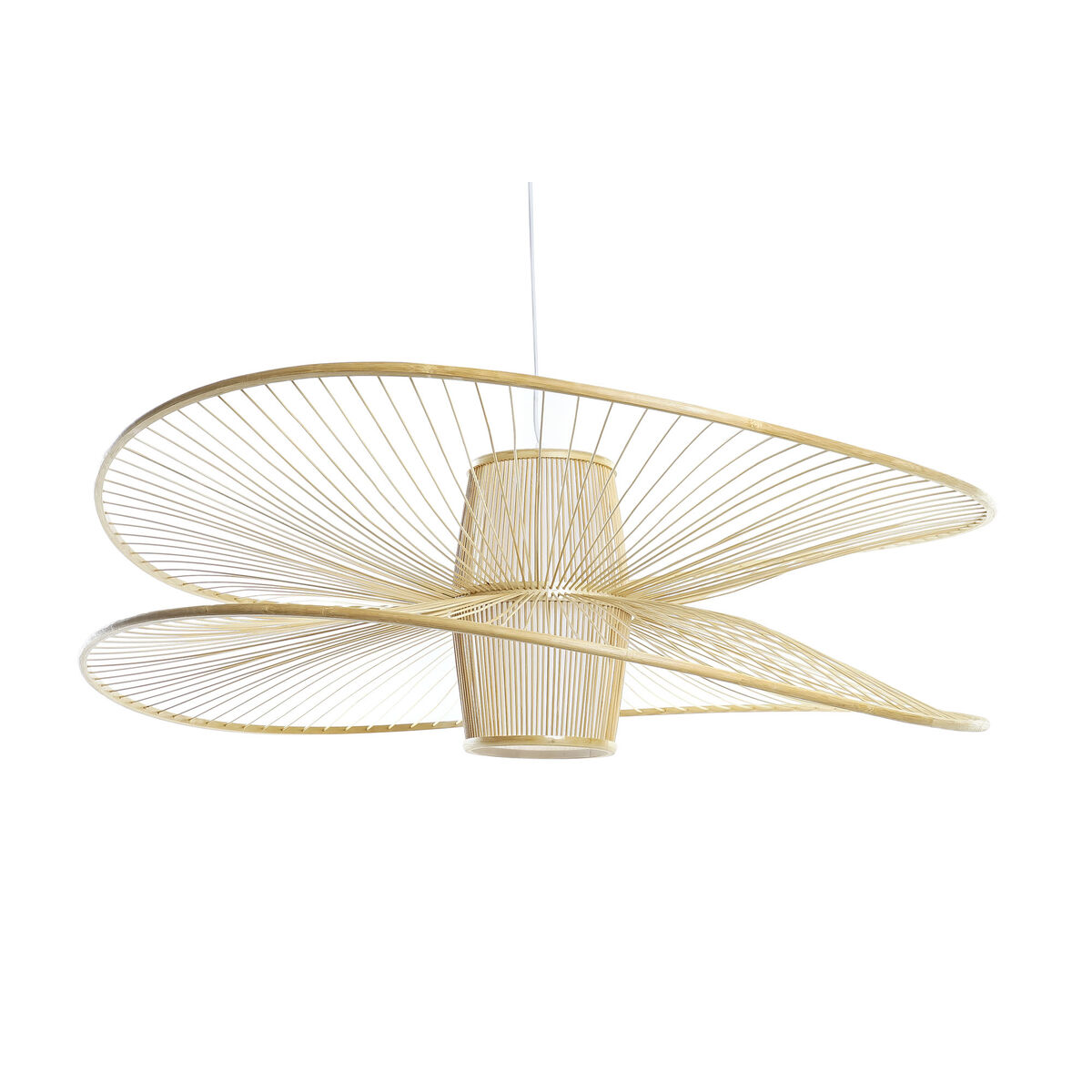 Taklampa DKD Home Decor Vit Naturell Bambu 50 W 100 x 100 x 32 cm