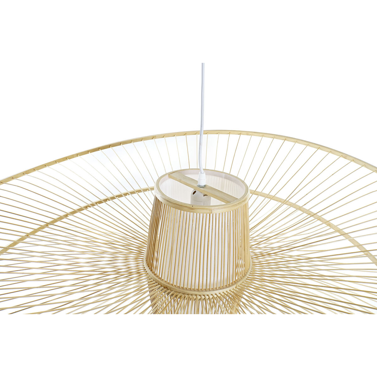 Taklampa DKD Home Decor Vit Naturell Bambu 50 W 100 x 100 x 32 cm - 3
