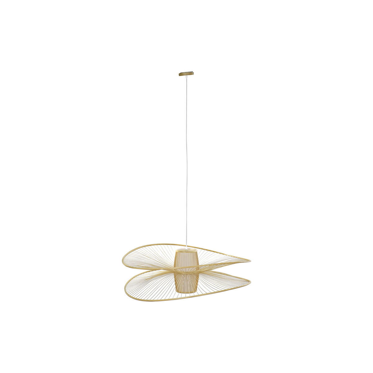Taklampa DKD Home Decor Vit Naturell Bambu 50 W 100 x 100 x 32 cm - 4