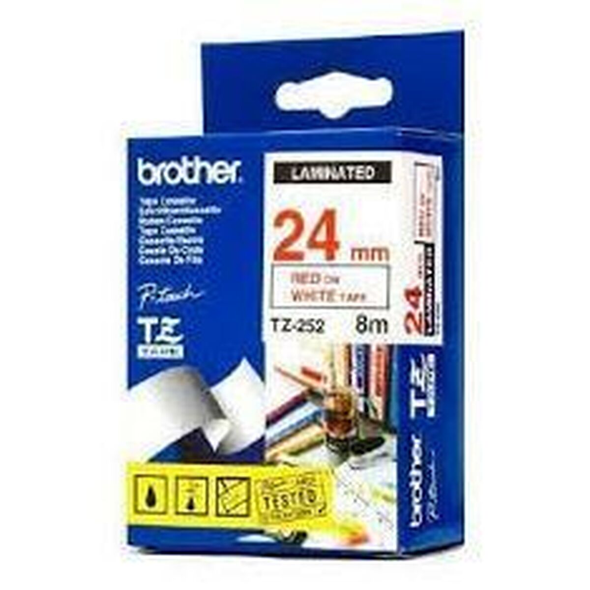 Laminerat Band till Etikettskrivare Brother TZE355 Vit/Svart 24 mm - 2