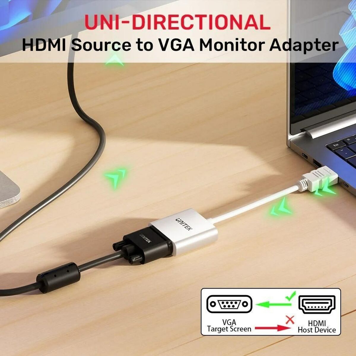Adapter HDMI till VGA Unitek Y-6333C01 Vit - 3
