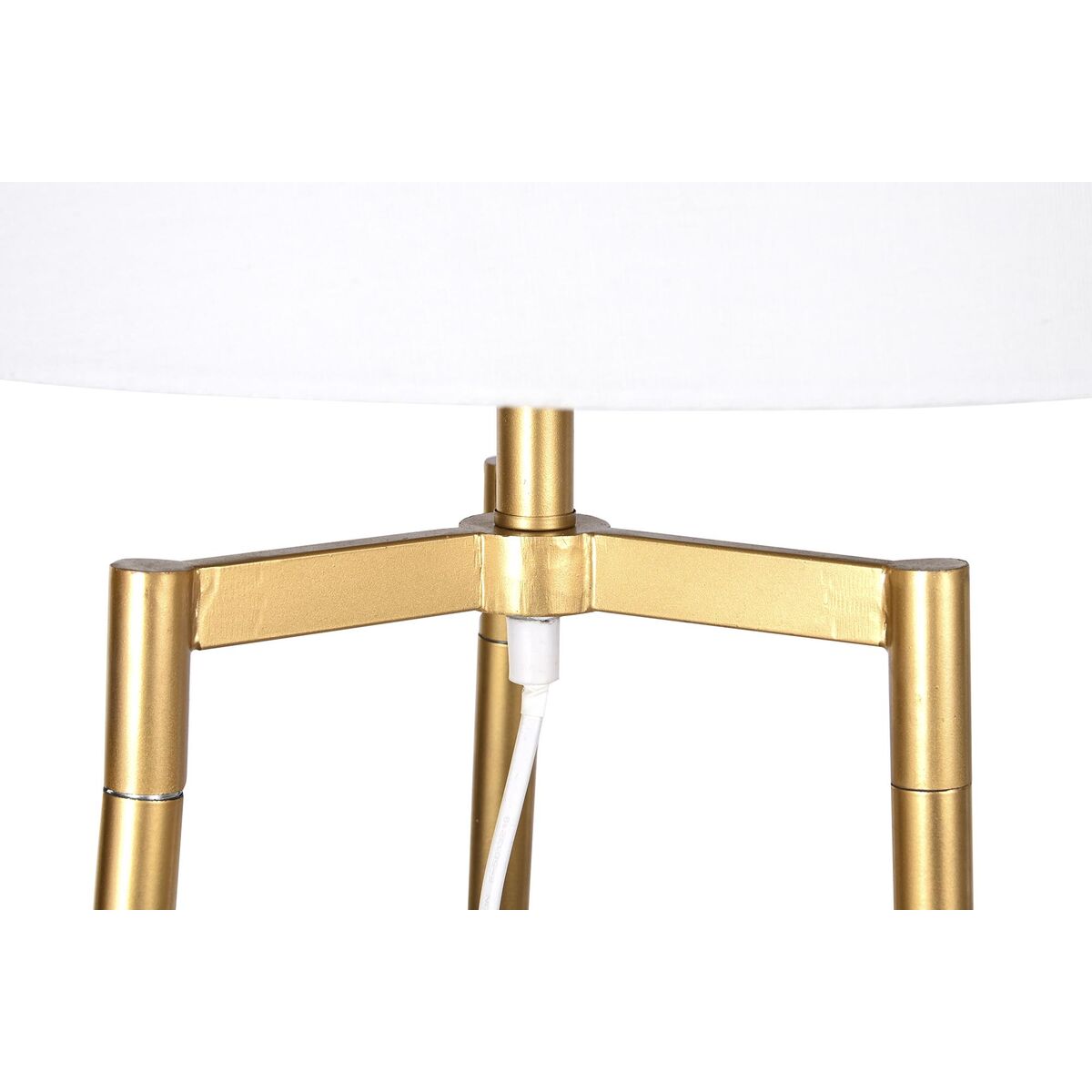 Golvlampa DKD Home Decor Gyllene Metall Polyester Vit 50 W Trä MDF (41 x 41 x 156 cm) - 5