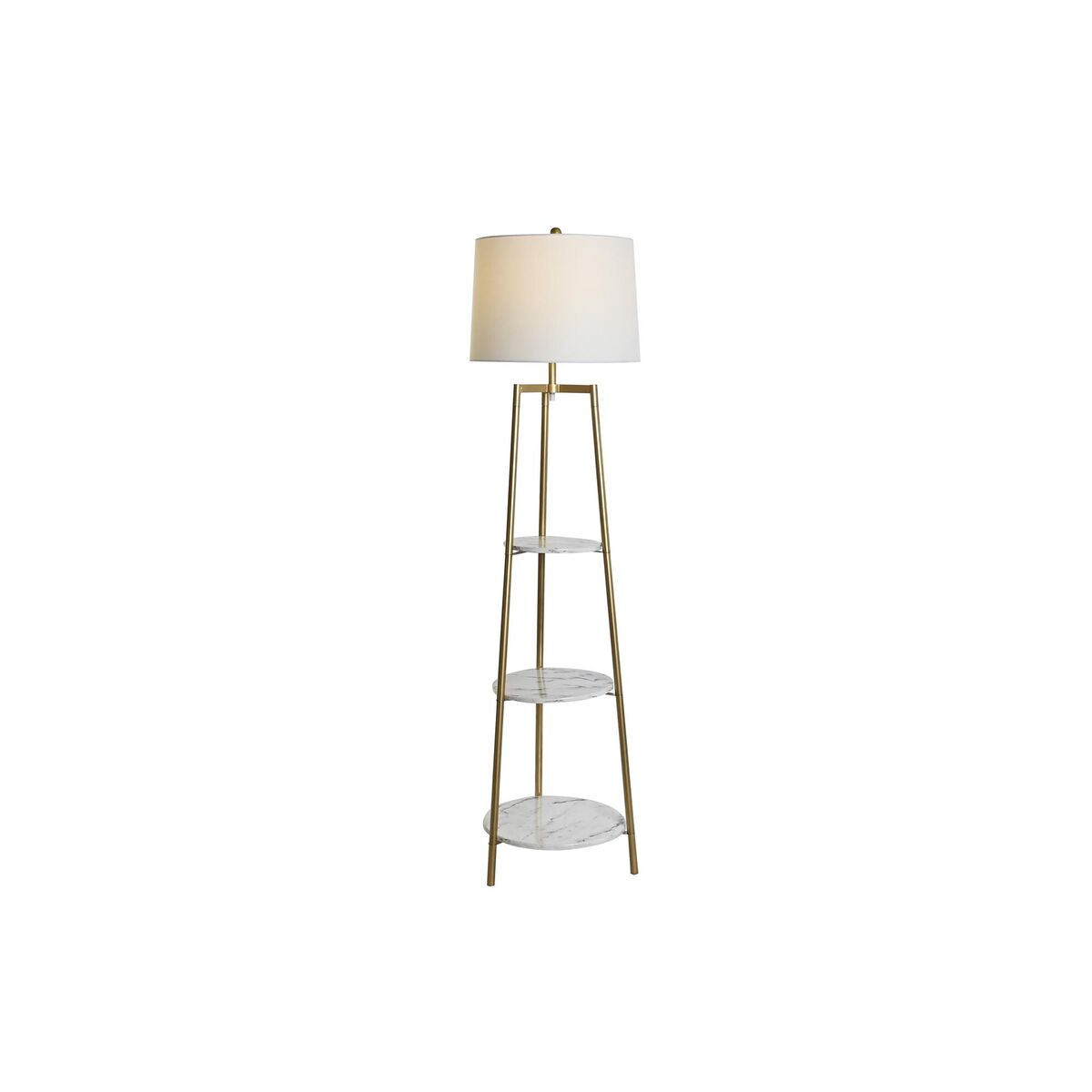 Golvlampa DKD Home Decor Gyllene Metall Polyester Vit 50 W Trä MDF (41 x 41 x 156 cm)