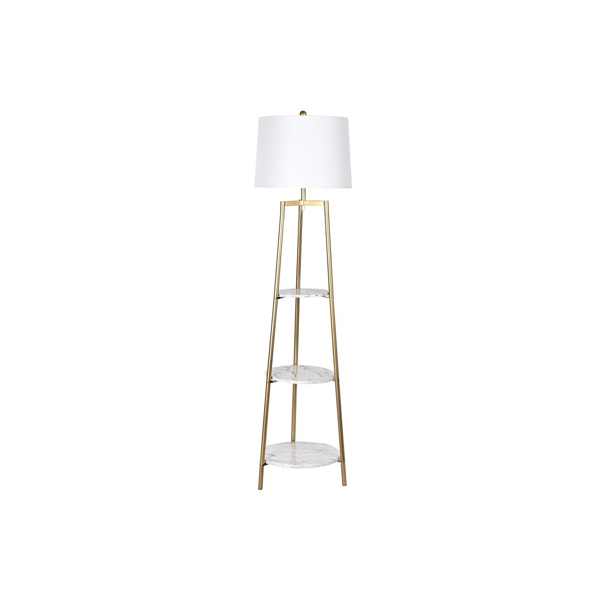 Golvlampa DKD Home Decor Gyllene Metall Polyester Vit 50 W Trä MDF (41 x 41 x 156 cm) - 6