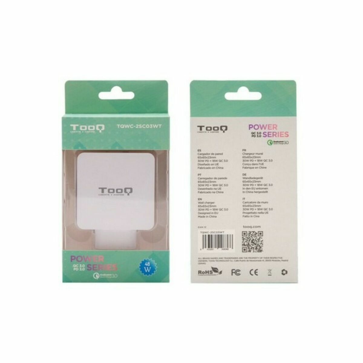 USB-laddare och vägg TooQ TQWC-2SC03WT Vit 48 W - 4