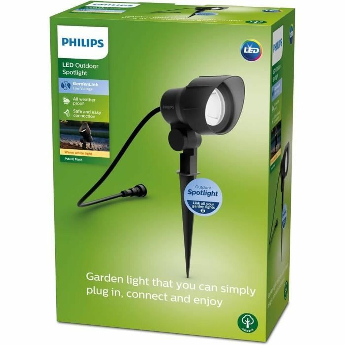 Lampa Philips Svart 12 V Varmvit 600 lm (1 antal) - 2