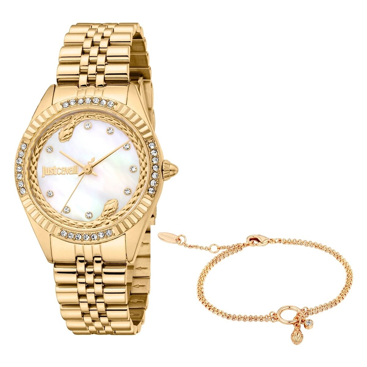 Damklocka Just Cavalli ANIMALIER SPECIAL PACK + BRACELET Gyllene (Ø 30 mm)