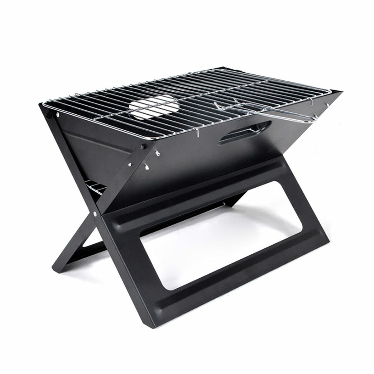 Hopfällbar bärbar kolgrill för användning med träkol X-formad 45 x 30 x 35 cm Järn