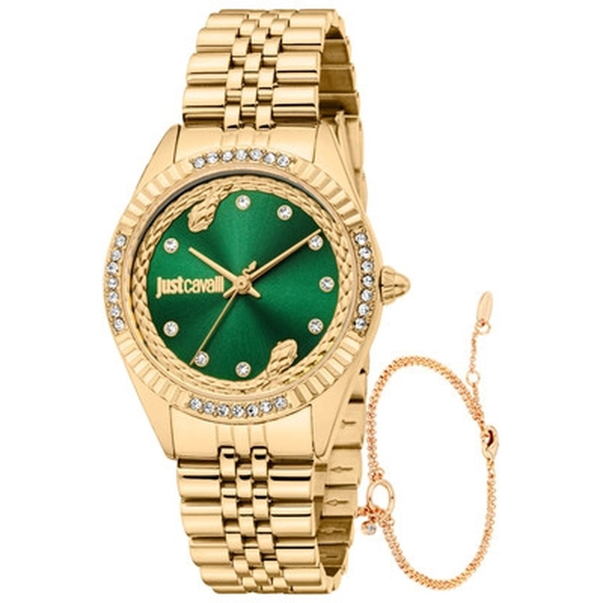 Damklocka Just Cavalli ANIMALIER SPECIAL PACK + BRACELET Gyllene (Ø 30 mm)