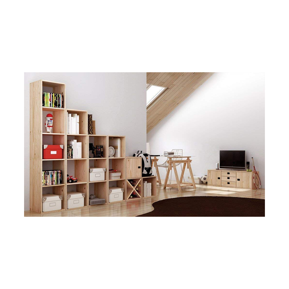 Hyllor Astigarraga 2x2 Dinamic Furu (70,8 x 70,8 x 33 cm) - 5