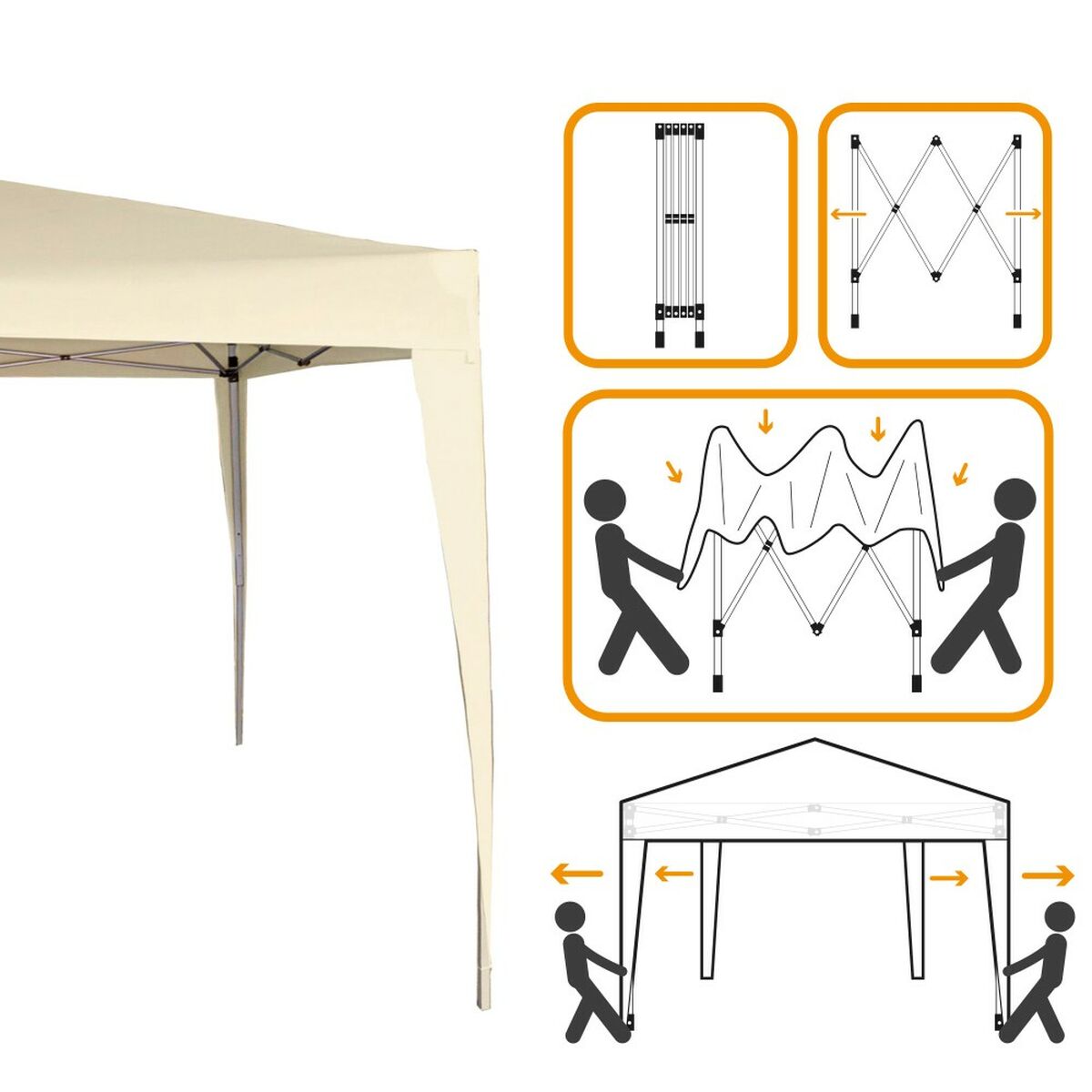 Gazebo Aktive 300 x 240 x 300 cm Stål Kräm Plast - 3