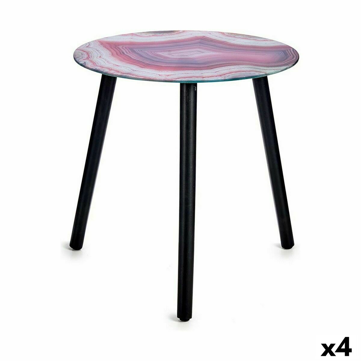 Sidobord Marmor Svart Rosa Glas 40 x 41,5 x 40 cm (4 antal) - 3