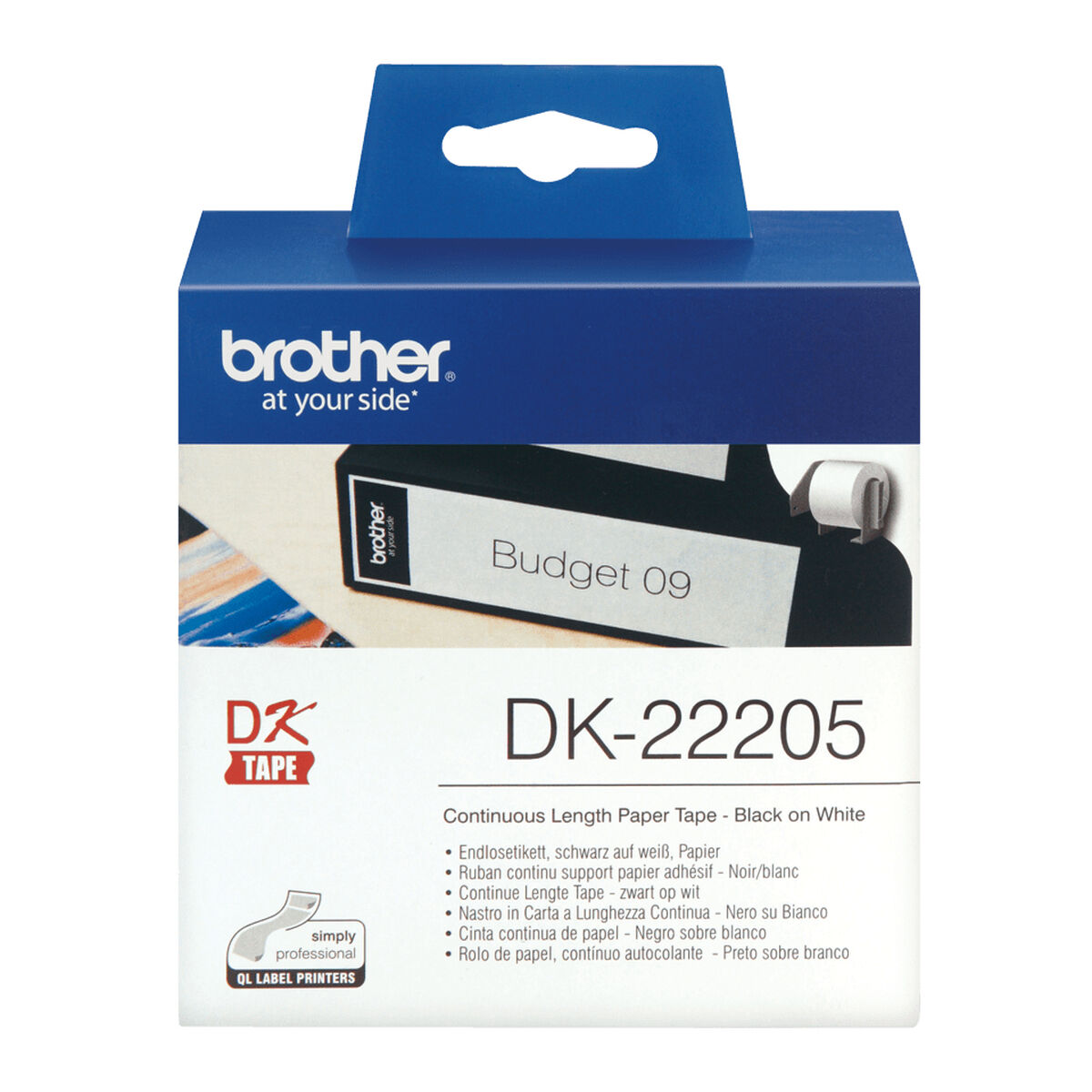 Kontinuerligt Papper till Skrivare Brother DK22205 Vit Svart (1 antal)