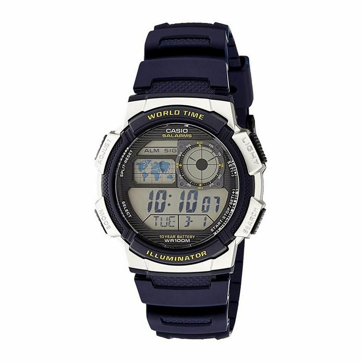 Herrklocka Casio WORLD TIME ILLUMINATOR - 5 ALARMS, 10 YEAR BATTERY Svart Grå (Ø 40 mm) (Ø 43 mm) - 7