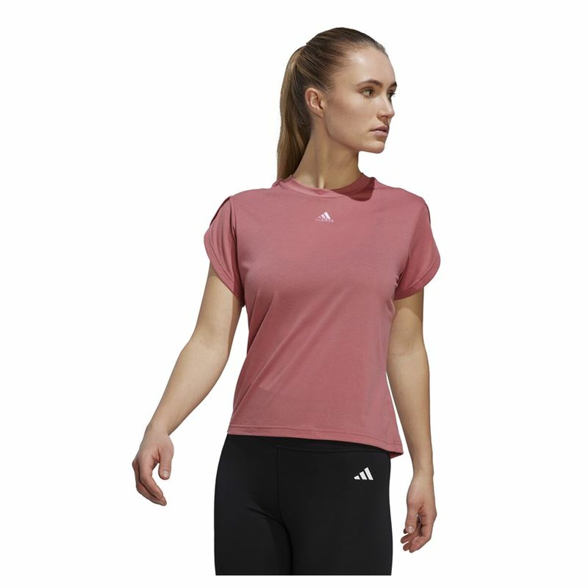 T-shirt med kortärm Dam Adidas trainning Floral  Mörkrosa - 9