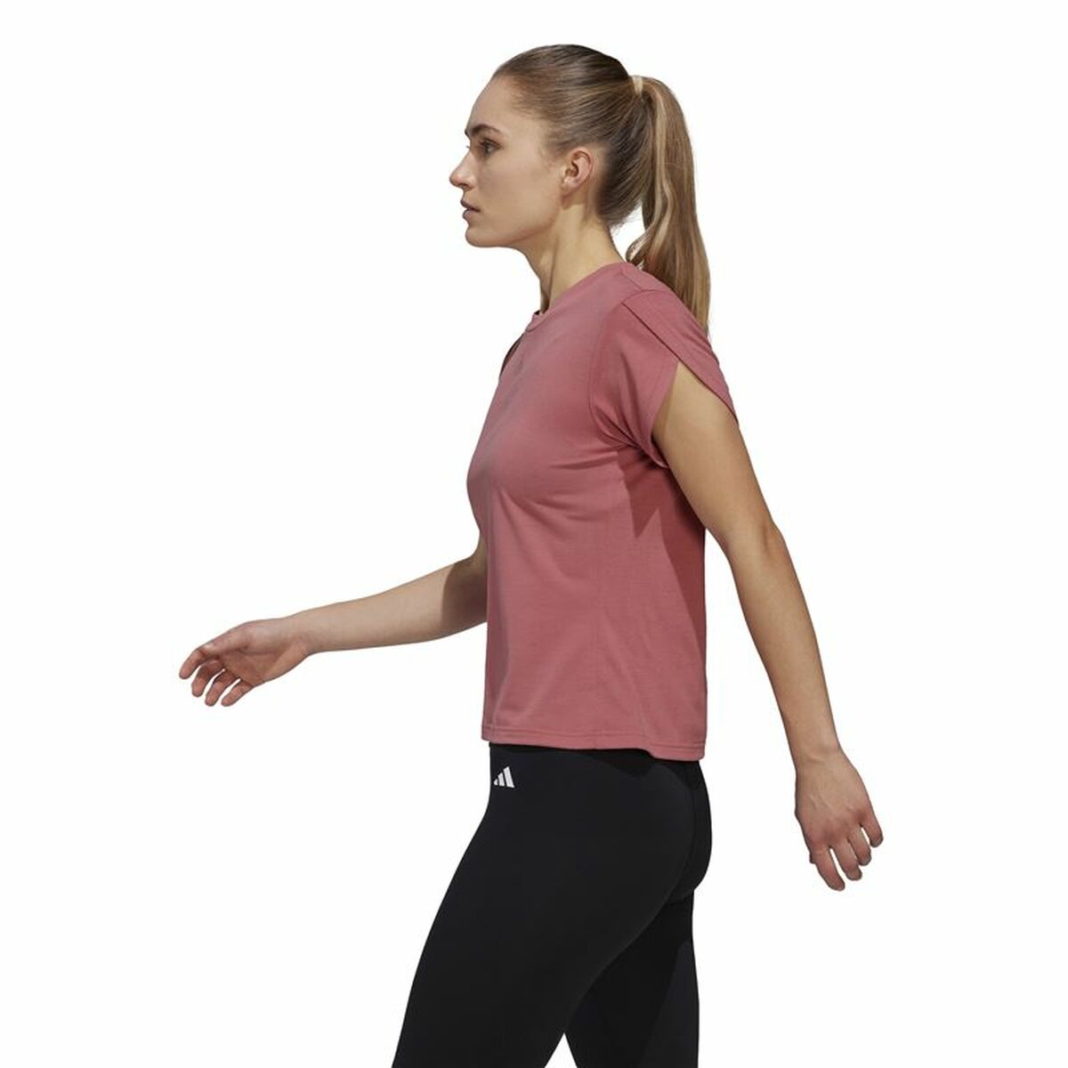 T-shirt med kortärm Dam Adidas trainning Floral  Mörkrosa - 12