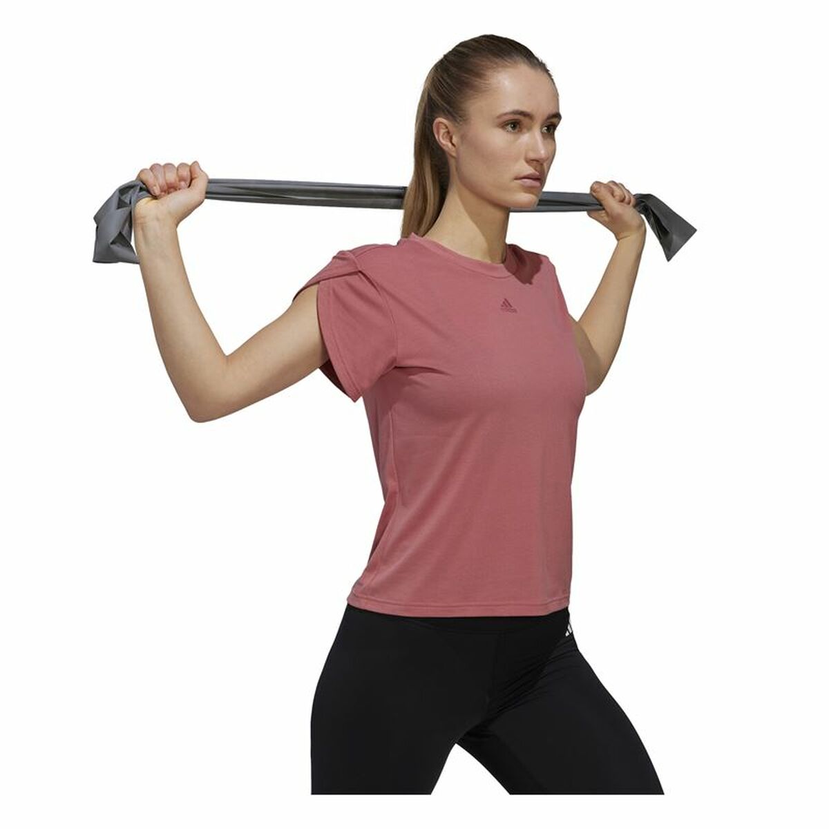 T-shirt med kortärm Dam Adidas trainning Floral  Mörkrosa - 5