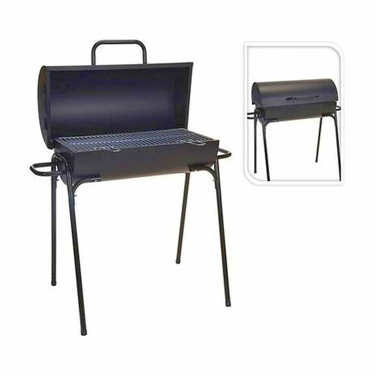 Kolgrill med ben Svart 33 x 63 x 89 cm Rund