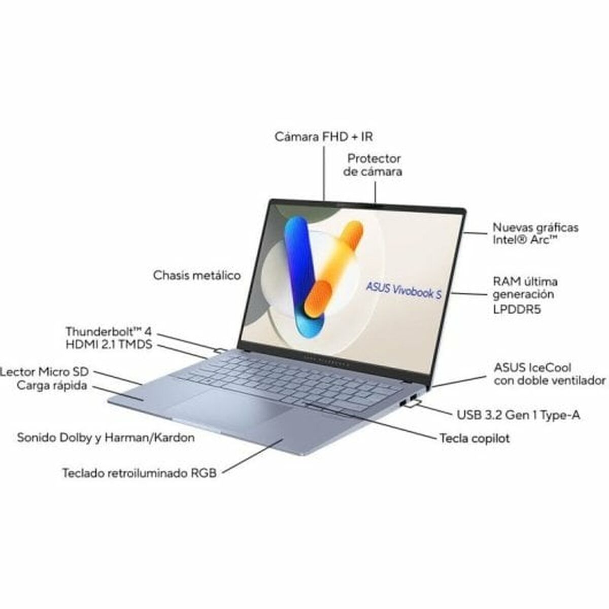 Bärbar dator Asus Vivobook S 14 OLED S5406MA-QD162W 14" Intel Core Ultra 9 185H 16 GB RAM 1 TB SSD Qwerty Spanska - 2