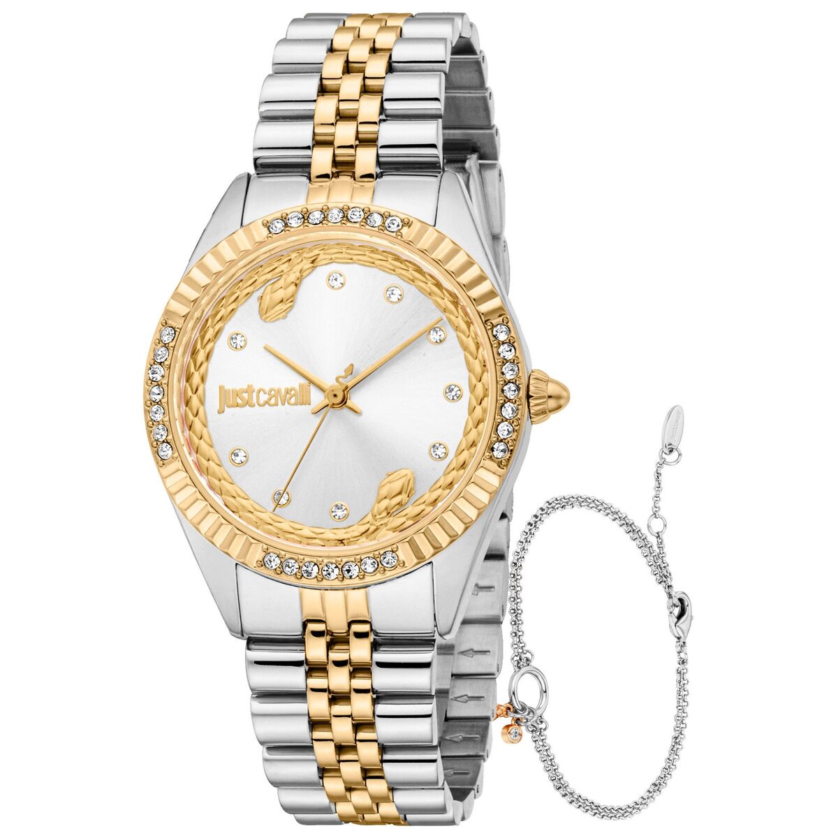 Damklocka Just Cavalli ANIMALIER SPECIAL PACK + BRACELET Silvrig Gyllene (Ø 30 mm)