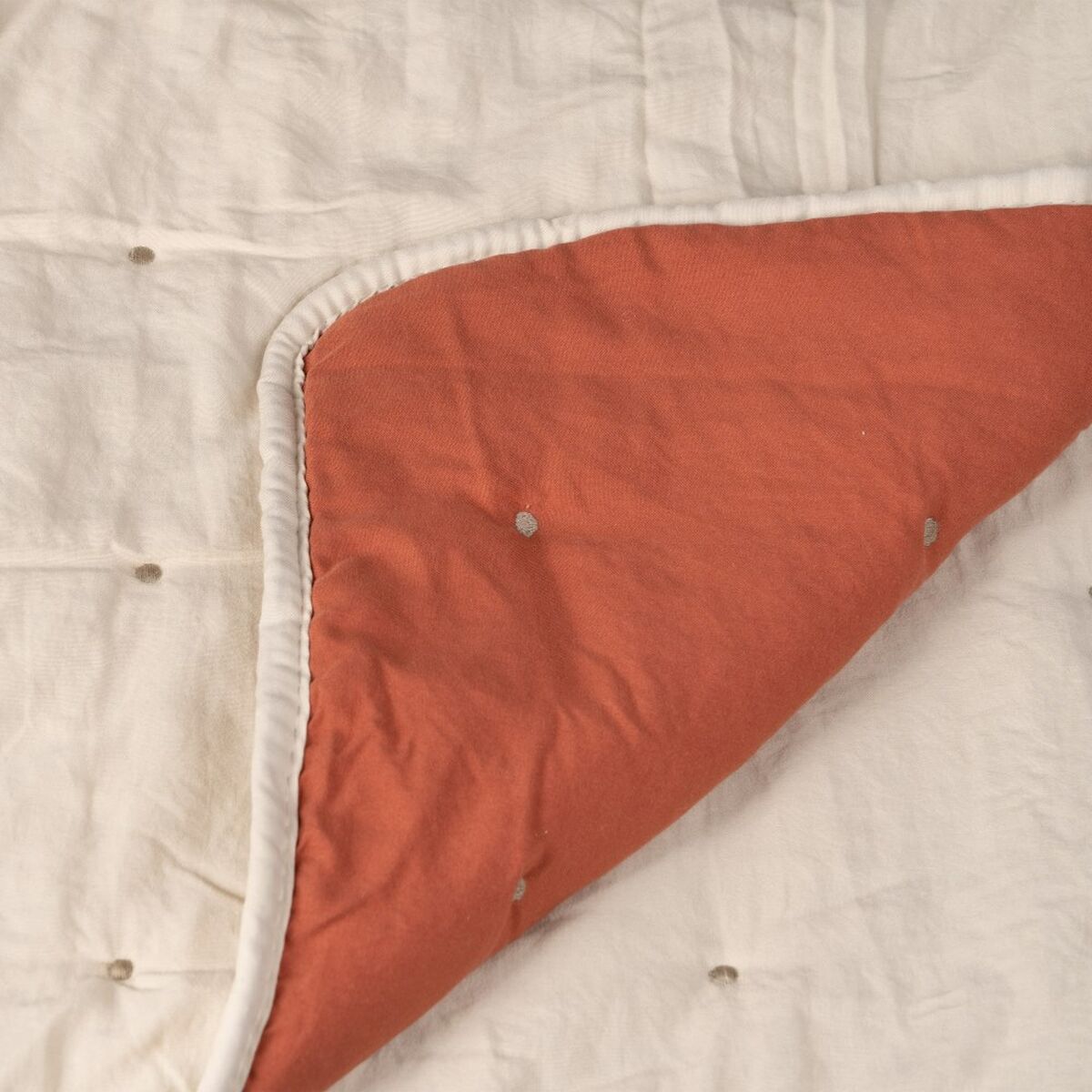 Sängöverdrag 270 x 280 cm Beige Mörkröd - 2