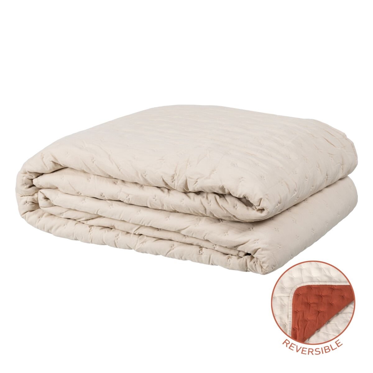 Sängöverdrag 270 x 280 cm Beige Mörkröd