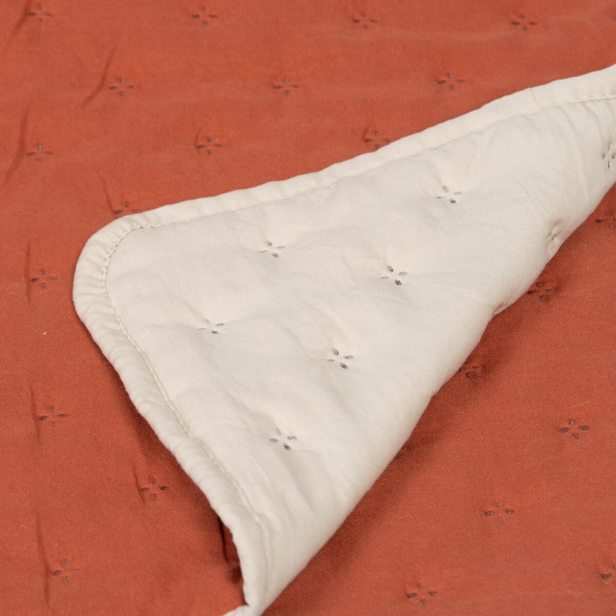 Sängöverdrag 270 x 280 cm Beige Mörkröd - 4