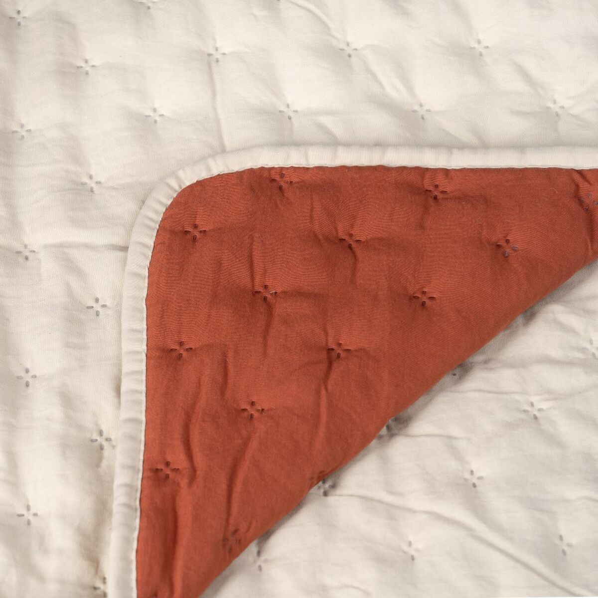 Sängöverdrag 270 x 280 cm Beige Mörkröd - 2