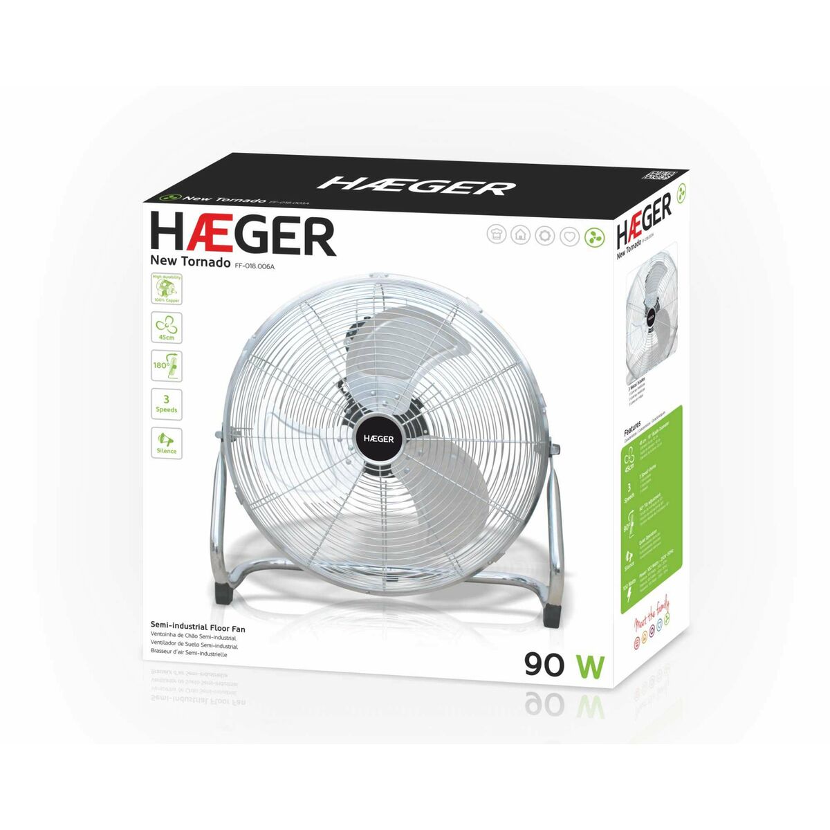 Golvfläkt Haeger FF-018.006A 100 W - 4