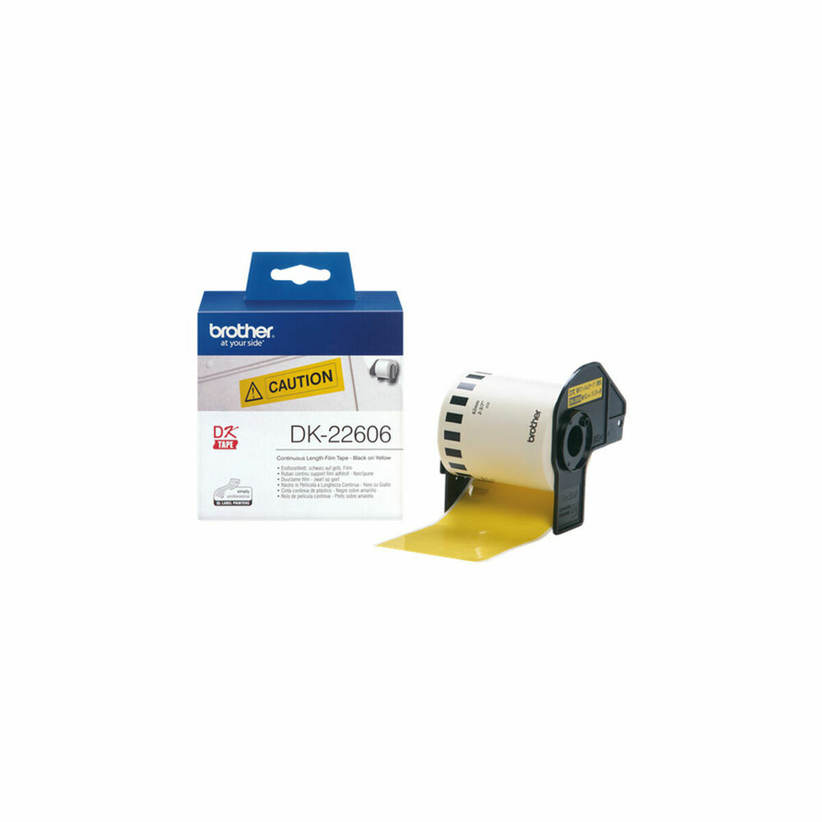 Laminerat Band till Etikettskrivare Brother DK-22606 Svart/Gul 62 mm x 15,24 m