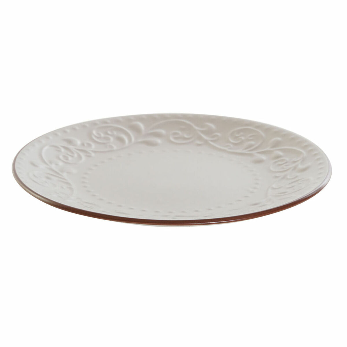 Lapostányér DKD Home Decor Beige Brun Stengods (21 x 21 x 2.5 cm)
