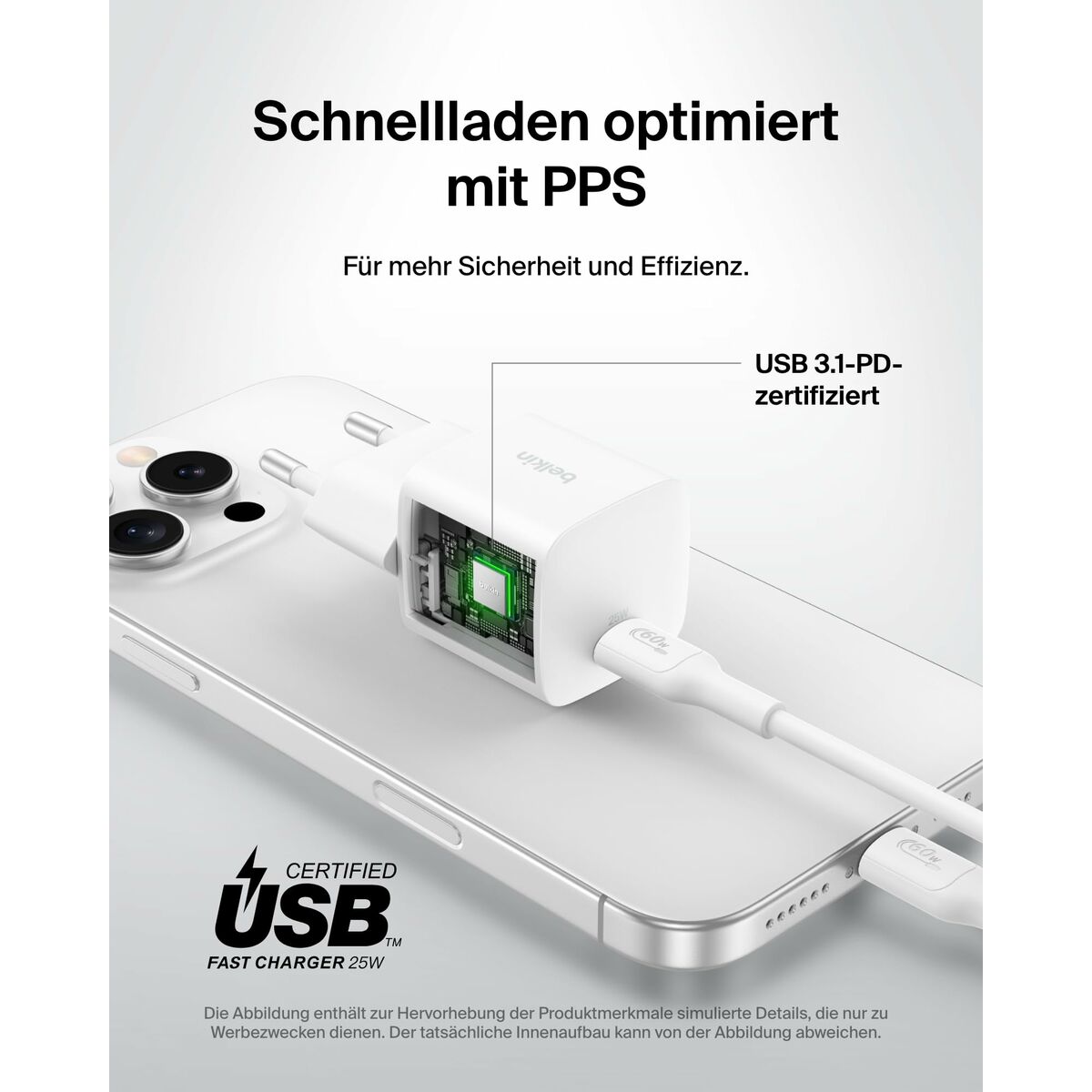 Kabel USB till Lightning Belkin WCA012KQWH Vit - 2