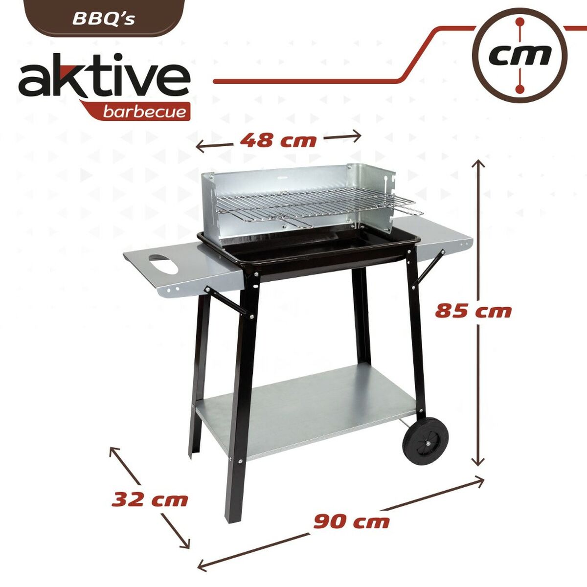 Kolgrill med hjul Aktive Emaljerad metall 90 x 85 x 32 cm Svart - 5
