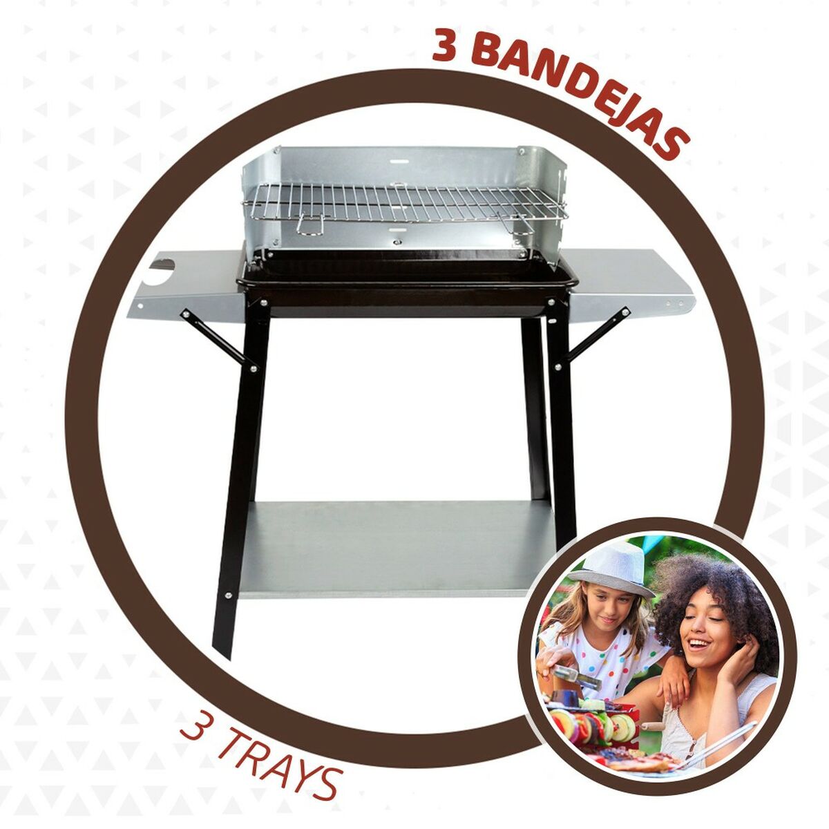 Kolgrill med hjul Aktive Emaljerad metall 90 x 85 x 32 cm Svart - 4