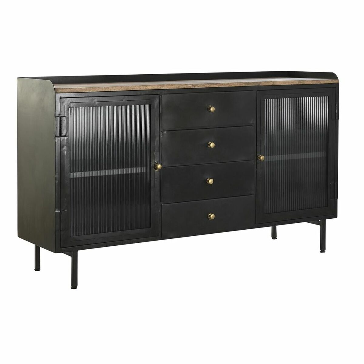 Skänk DKD Home Decor   Svart Gyllene Naturell Metall Mangoträ 145 x 40 x 85 cm - 9