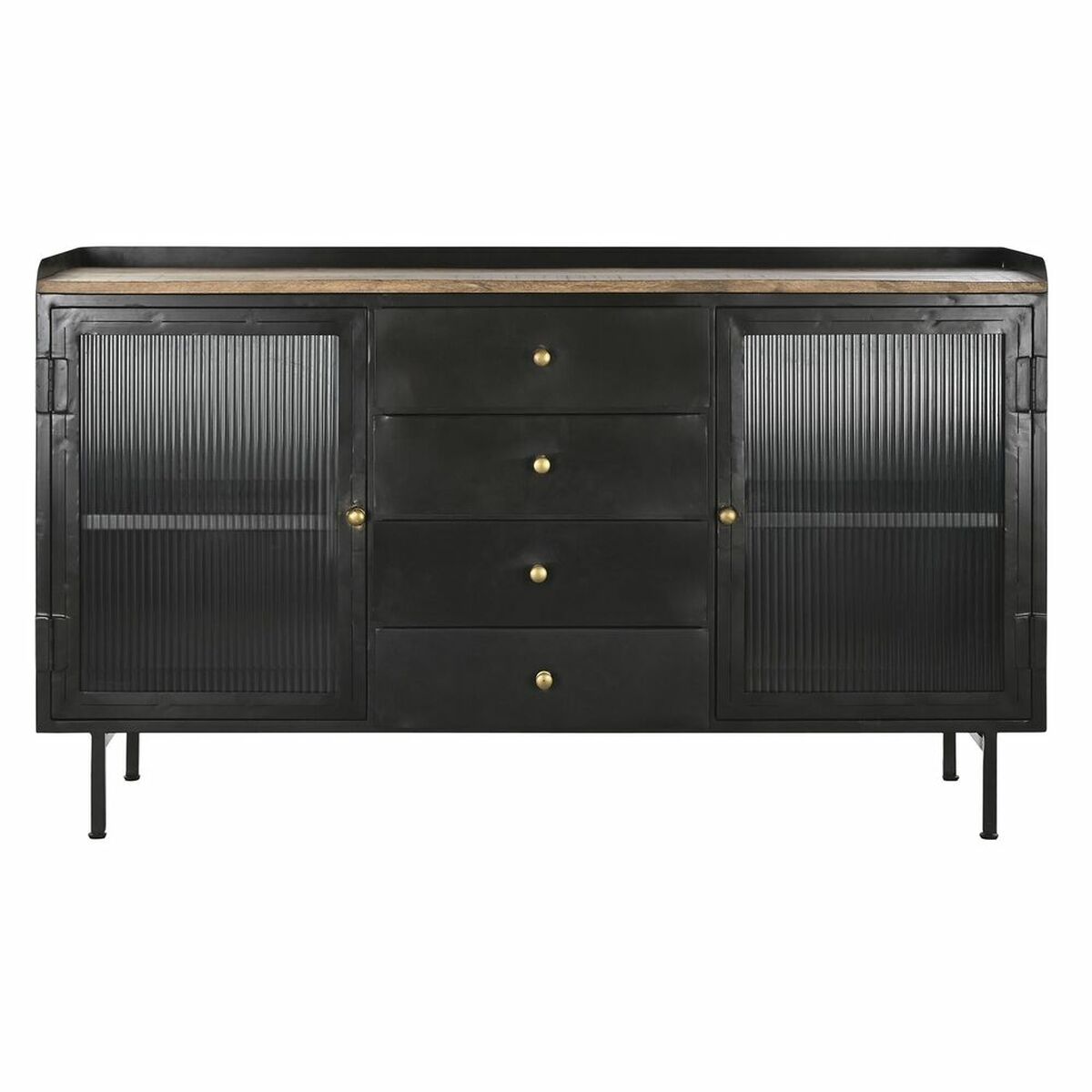 Skänk DKD Home Decor   Svart Gyllene Naturell Metall Mangoträ 145 x 40 x 85 cm - 15