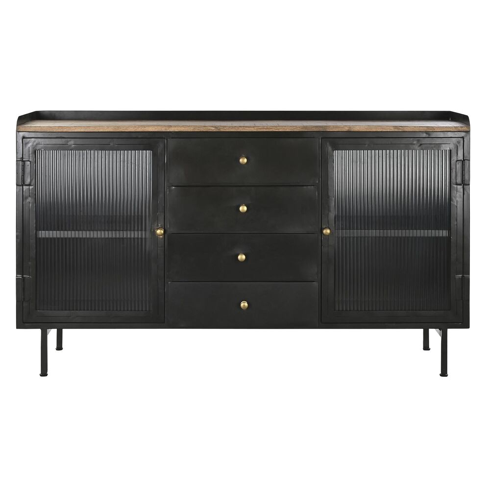 Skänk DKD Home Decor   Svart Gyllene Naturell Metall Mangoträ 145 x 40 x 85 cm - 3