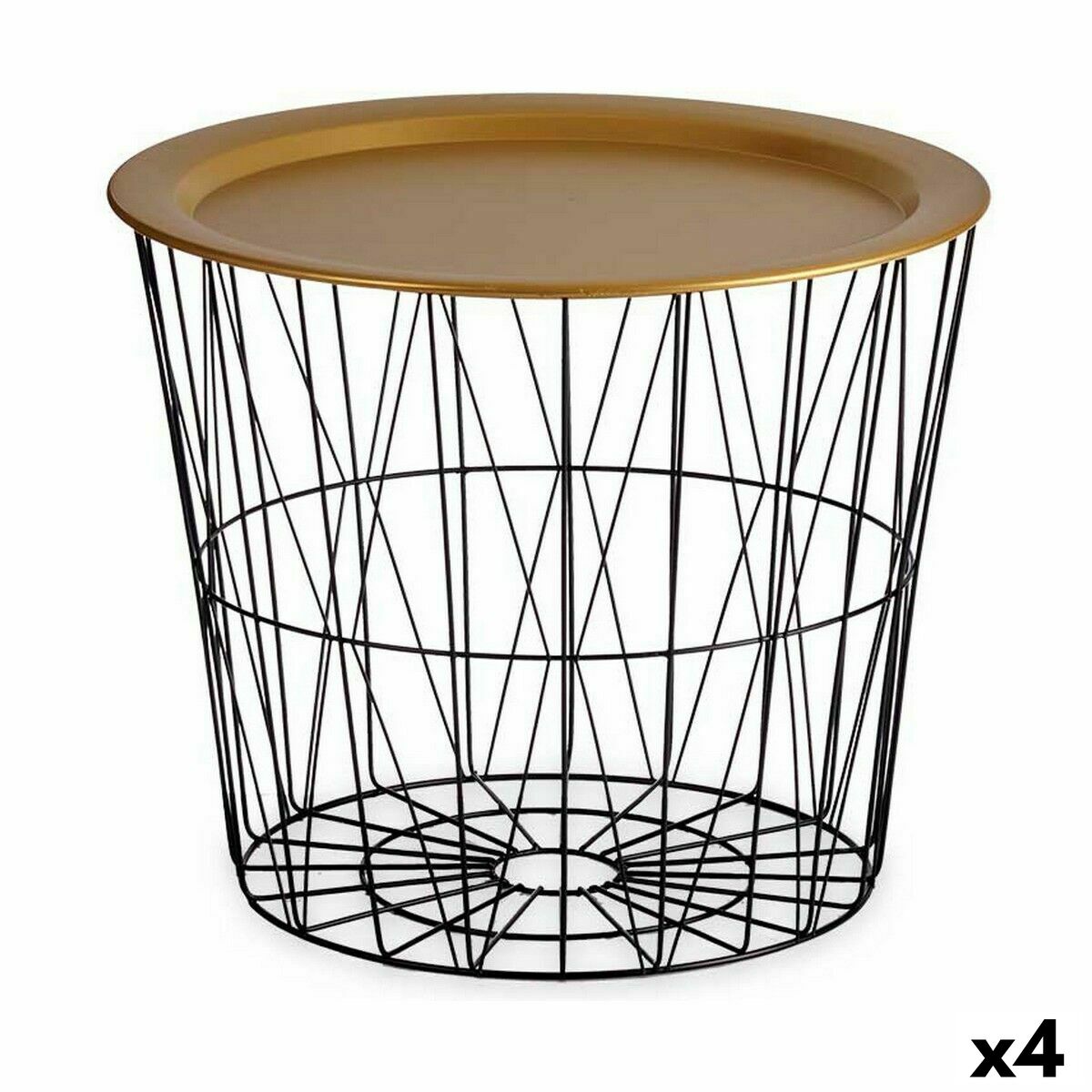 Sidobord Gift Decor Svart Gyllene 52 x 40 x 52 cm (4 antal)
